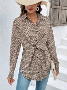 SHEIN Frenchy Chemise Imprimé À Nœud