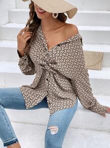 SHEIN Frenchy Chemise Imprimé À Nœud
