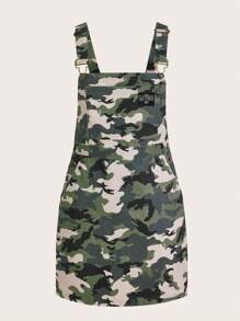 SHEIN Coolane Camo Print Pinafore Dress Without Tee - Multicolor - View 1