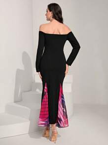 Modelyn 一字肩魚尾裙下擺洋裝 - 彩色 - 查看 2