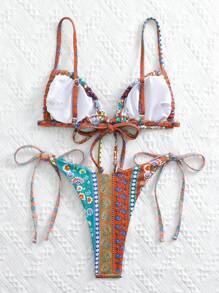 Bộ bikini tam giác in hoa - Nhiều màu - Xem 2
