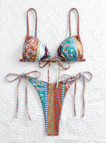 Bộ bikini tam giác in hoa - Nhiều màu - Xem 4
