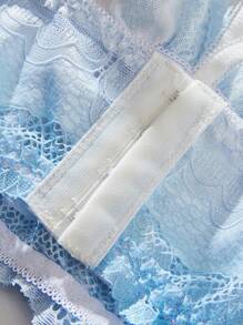 花卉蕾絲貝殼邊基本款上衣 - 淺藍色 - 查看 5