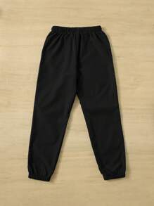 SHEIN 男大童字母補丁細節腰部抽繩長褲