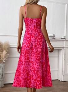 Chiquease 滿版印花前繫帶高衩吊帶連衣裙 - 彩色 - 查看 2