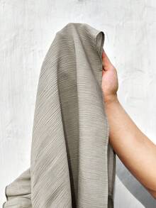 SHEIN VCAY 前繫帶荷葉邊短款襯衫 - 卡其色 - 查看 5