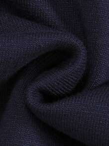 SHEIN Baby Boy Bow Front Button Up Knit Jumpsuit - Navy Blue - View 4