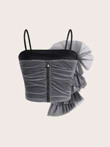 Aveloria Top de tirantes fruncido exagerado ribete fruncido