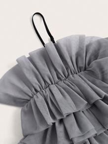 Aveloria Top de tirantes fruncido exagerado ribete fruncido