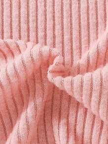 SHEIN Cô Gái Trẻ Thêu hoa Đồ đan Ribbed Áo thun - Bụi hồng - Xem 4