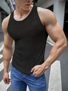 Manfinity NXTstreet 男士素色網眼針織上衣 - 黑色 - 查看 5