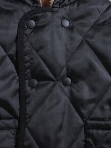 SHEIN 男童单件双排扣双向连帽泰迪熊衬垫外套 - 黑色 - 查看 5