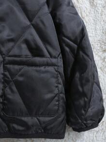 SHEIN 男童单件双排扣双向连帽泰迪熊衬垫外套 - 黑色 - 查看 6