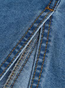 SHEIN 青少年女孩側翻蓋口袋牛仔半身裙 - 中等水洗藍 - 查看 4