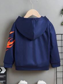 SHEIN Sudadera con estampado de dinosaurio para niño pequeño, sin camisa - Azul Marino - Ver 2