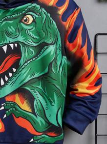 SHEIN Sudadera con estampado de dinosaurio para niño pequeño, sin camisa - Azul Marino - Ver 4
