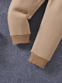 SHEIN Chico joven 1 pieza de color combinado con cremallera con forro térmico con capucha Cazadora & 1 pieza Pantalones deportivos