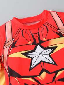 SHEIN 男小童卡通圖案T恤和短褲&包