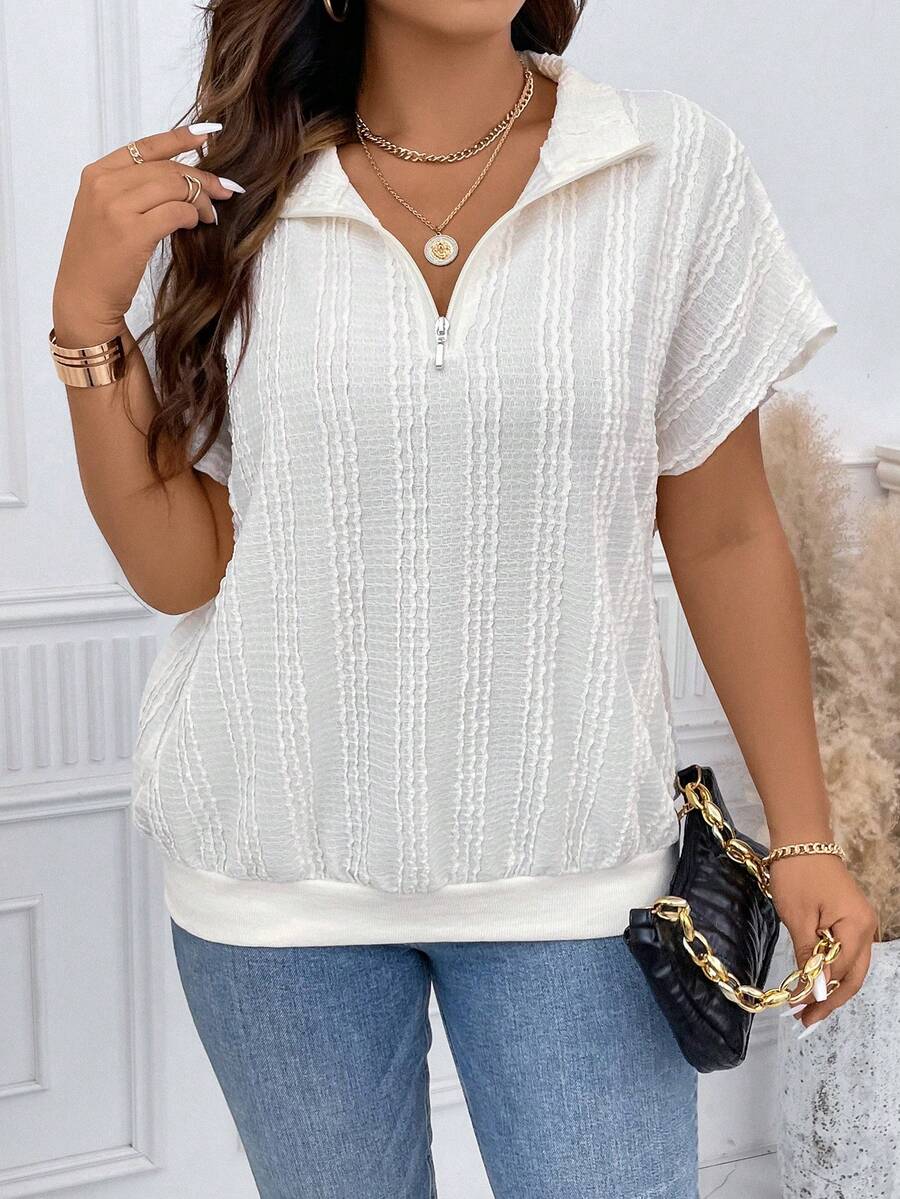 Calvaya Hơn Một nửa khóa kéo tay cánh Áo nỉ - Màu be - Xem 1