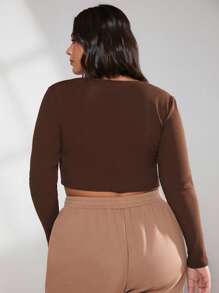 SHEIN BASICS Talla grande Camiseta crop con cremallera media tapeta