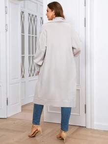 SHEIN Clasi 大碼大翻領開門襟落肩袖開襟衫 - 淺灰色 - 查看 2