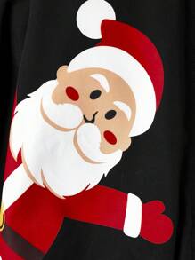 SHEIN Kleiner Junge 1 Stück Jacke mit Weihnachtsmuster, Teddy Futter, Kapuze, - Schwarz - Übersicht 5