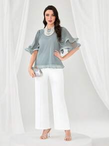 Modelyn 素色喇叭袖襯衫 - 薄荷綠 - 查看 4