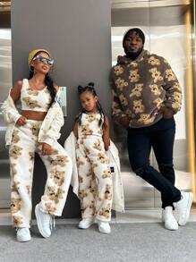 EASEVO 超大号男士加大码泰迪熊图案连帽衫 - 彩色 - 查看 3