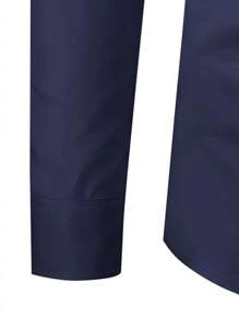 Manfinity Mode Áo sơ mi Nam Nút phía trước Sọc ca rô Giải trí - Màu xanh hải quân - Xem 5