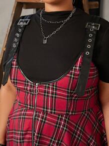 SHEIN CURVE+ Hơn In Tartan Viền không đối xứng Đầm Tổng thể Without Tee - Nhiều màu - Xem 6