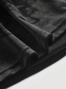 SHEIN MOD Váy hai dây nhung buộc vai cỡ lớn - màu đen - Xem 4