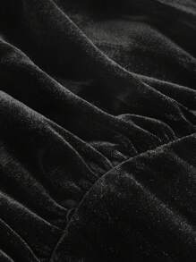 SHEIN MOD Váy hai dây nhung buộc vai cỡ lớn - màu đen - Xem 3