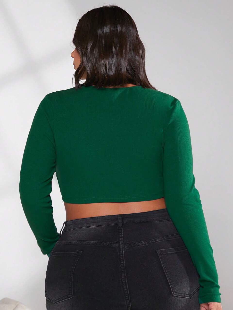 Plus Solid Asymmetrical Hem Crop Tee