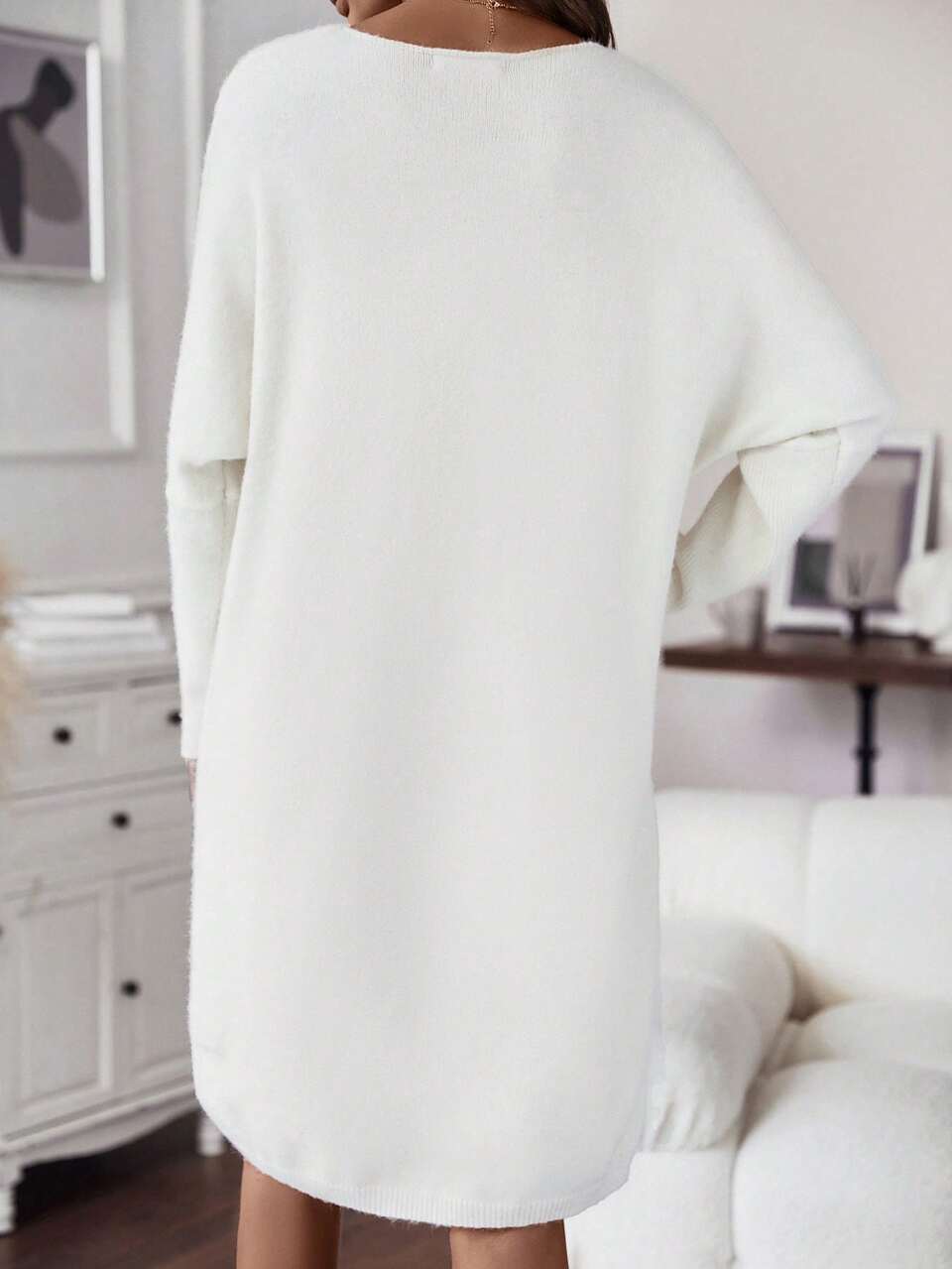 Solid Drop Shoulder Sweater Dress In Fall/Winter