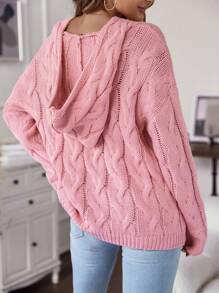 SHEIN LUNE Xoắn Dan Thả vai Áo len - Màu Hồng baby - Xem 2