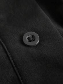 SHEINNeu Off Shoulder Drawstring Waist Flap Pocket Jumpsuit - Black - View 4