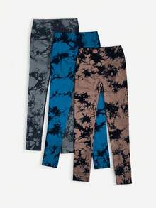 3pcs Nhuộm buộc Không dây Căng cao Quần Xà cạp thể thao - Nhiều màu - Xem 2