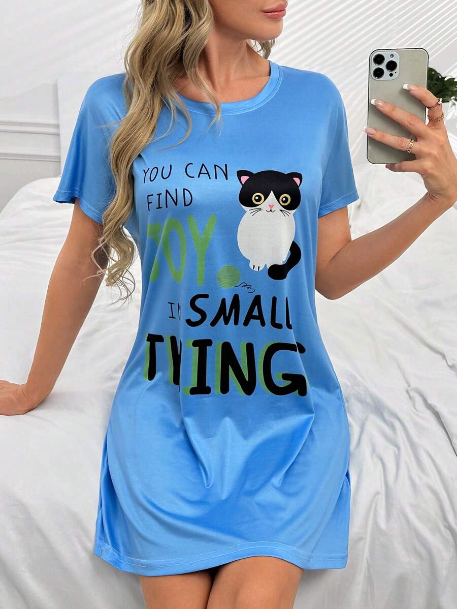 Slogan Graphic Night Dress
