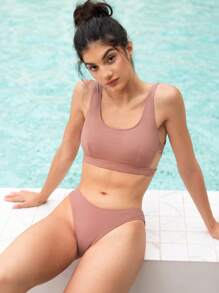 Swim Vcay 鏤空比基尼泳裝 - 粉色 - 查看 1