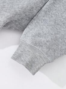 INAWLY Áo nỉ lót nhiệt họa tiết chữ, áo dài tay - Màu Xám nhạt - Xem 3