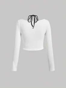 SHEIN MOD 标语图案系带 T 恤洛杉矶幻想 1995 活力始终保持乐观