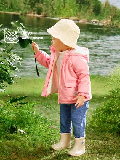 SHEIN 女嬰翻蓋口袋保暖連帽外套