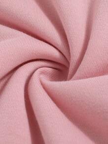 SHEIN 少女兔子字母图案落肩保暖卫衣 - 粉色 - 查看 4