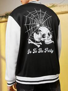 Manfinity EMRG Nam Halloween Sọ & Đồ họa Khẩu hiệu Hai âm Áo khoác Đại học - màu đen - Xem 2