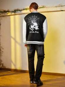 Manfinity EMRG Nam Halloween Sọ & Đồ họa Khẩu hiệu Hai âm Áo khoác Đại học - màu đen - Xem 5