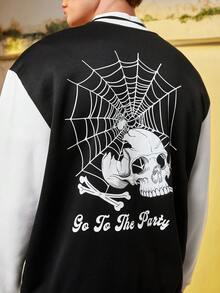Manfinity EMRG Nam Halloween Sọ & Đồ họa Khẩu hiệu Hai âm Áo khoác Đại học - màu đen - Xem 6
