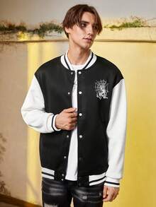 Manfinity EMRG Nam Halloween Sọ & Đồ họa Khẩu hiệu Hai âm Áo khoác Đại học - màu đen - Xem 3