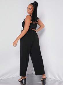 SHEIN SXY Plus Wave Tape Buckle Straps Cami Top & Pants - Black - View 2