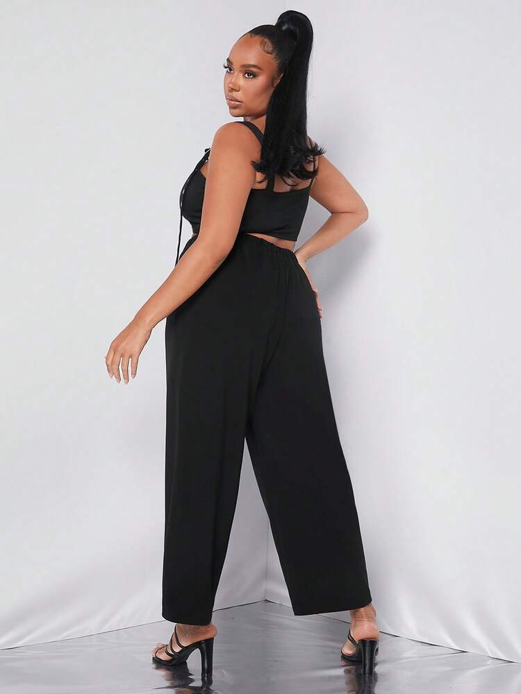 Plus Wave Tape Buckle Straps Cami Top & Pants