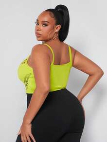 SHEIN SXY Hơn Cắt ra Cami ngọn - Màu xanh chanh - Xem 3